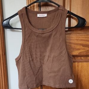Pure Barre Brown Ribbed Crop Top